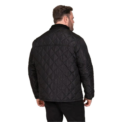 Black - Back - Duke Mens Landon D555 Quilted Corduroy Collar Kingsize Jacket