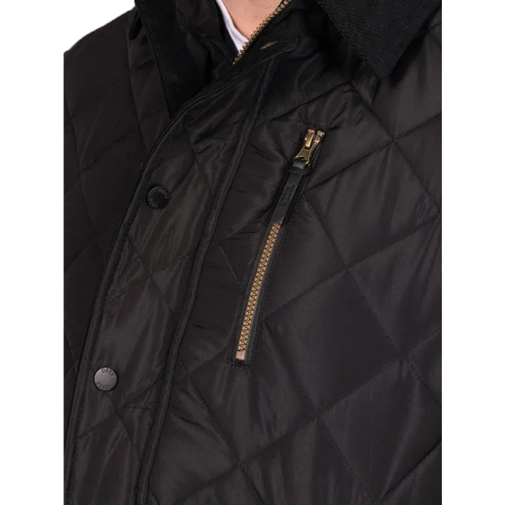 Black - Side - Duke Mens Landon D555 Quilted Corduroy Collar Kingsize Jacket