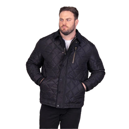 Black - Pack Shot - Duke Mens Landon D555 Quilted Corduroy Collar Kingsize Jacket