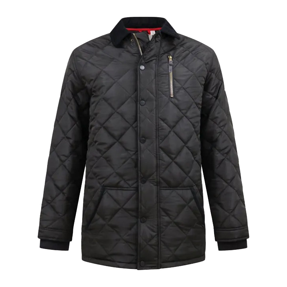 Black - Front - Duke Mens Landon D555 Quilted Corduroy Collar Kingsize Jacket