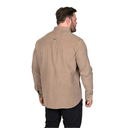 Tan - Back - Duke Mens Carey D555 Corduroy Kingsize Shirt