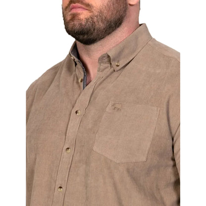 Tan - Side - Duke Mens Carey D555 Corduroy Kingsize Shirt