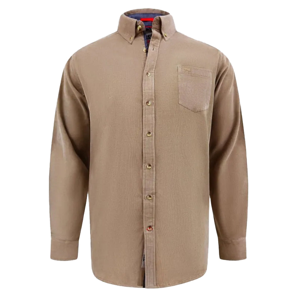 Tan - Front - Duke Mens Carey D555 Corduroy Kingsize Shirt