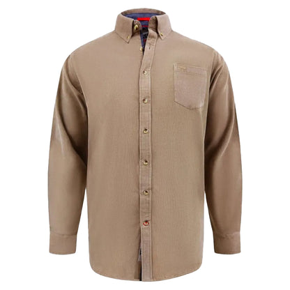 Tan - Front - Duke Mens Carey D555 Corduroy Kingsize Shirt