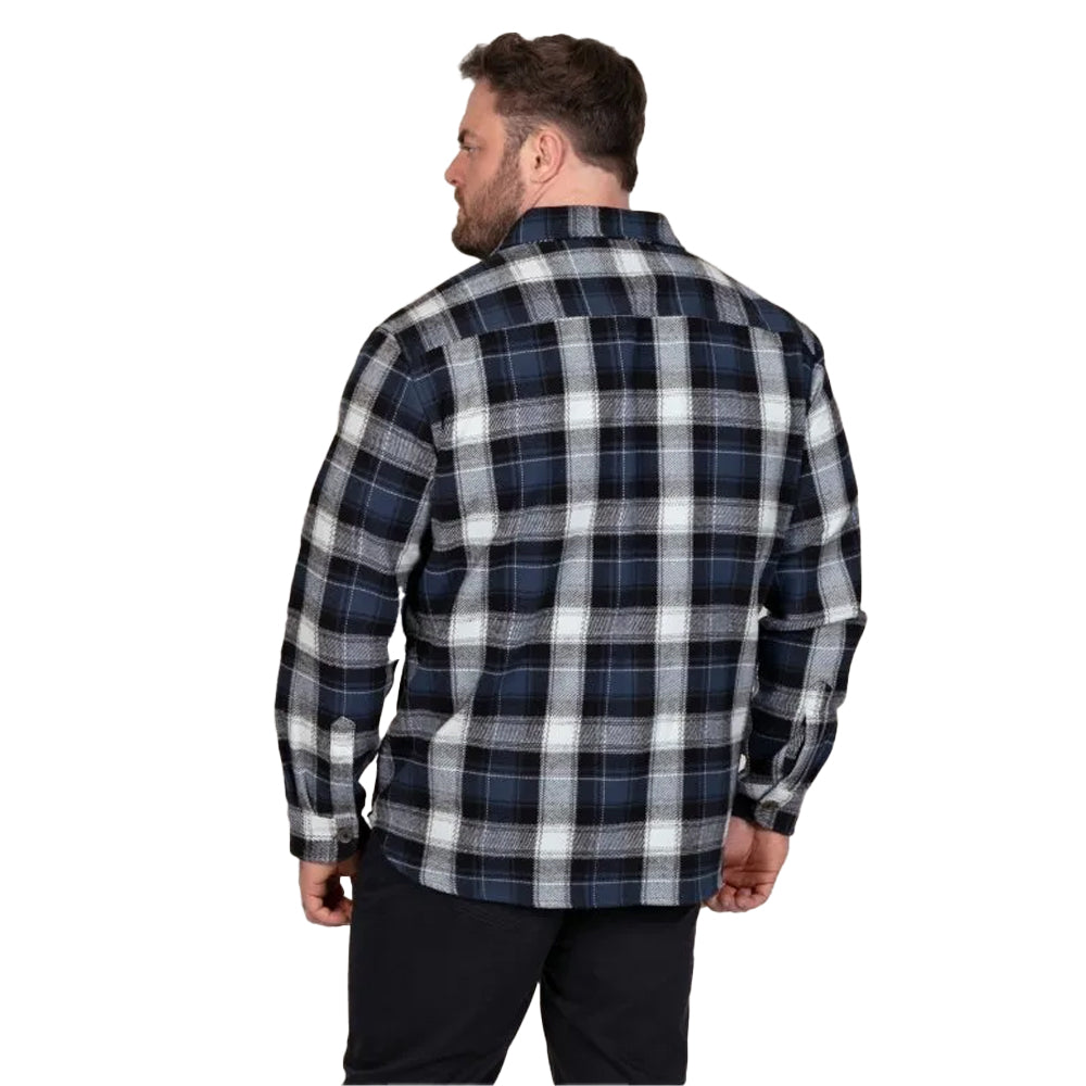 Navy - Back - Duke Mens Newman D555 Checked Kingsize Shacket