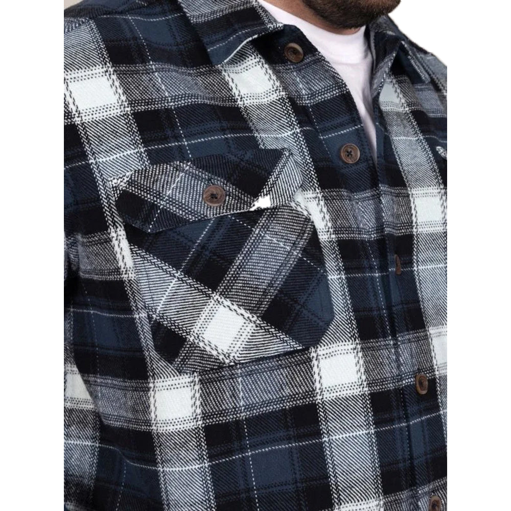 Navy - Side - Duke Mens Newman D555 Checked Kingsize Shacket