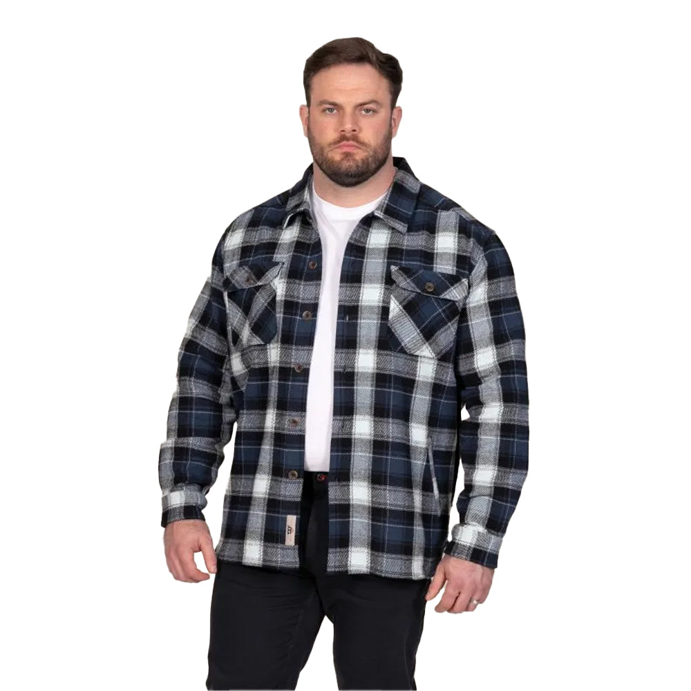 Navy - Pack Shot - Duke Mens Newman D555 Checked Kingsize Shacket