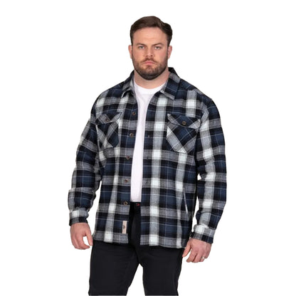 Navy - Pack Shot - Duke Mens Newman D555 Checked Kingsize Shacket