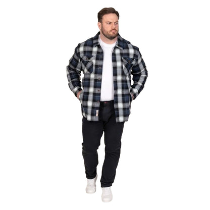 Navy - Close up - Duke Mens Newman D555 Checked Kingsize Shacket