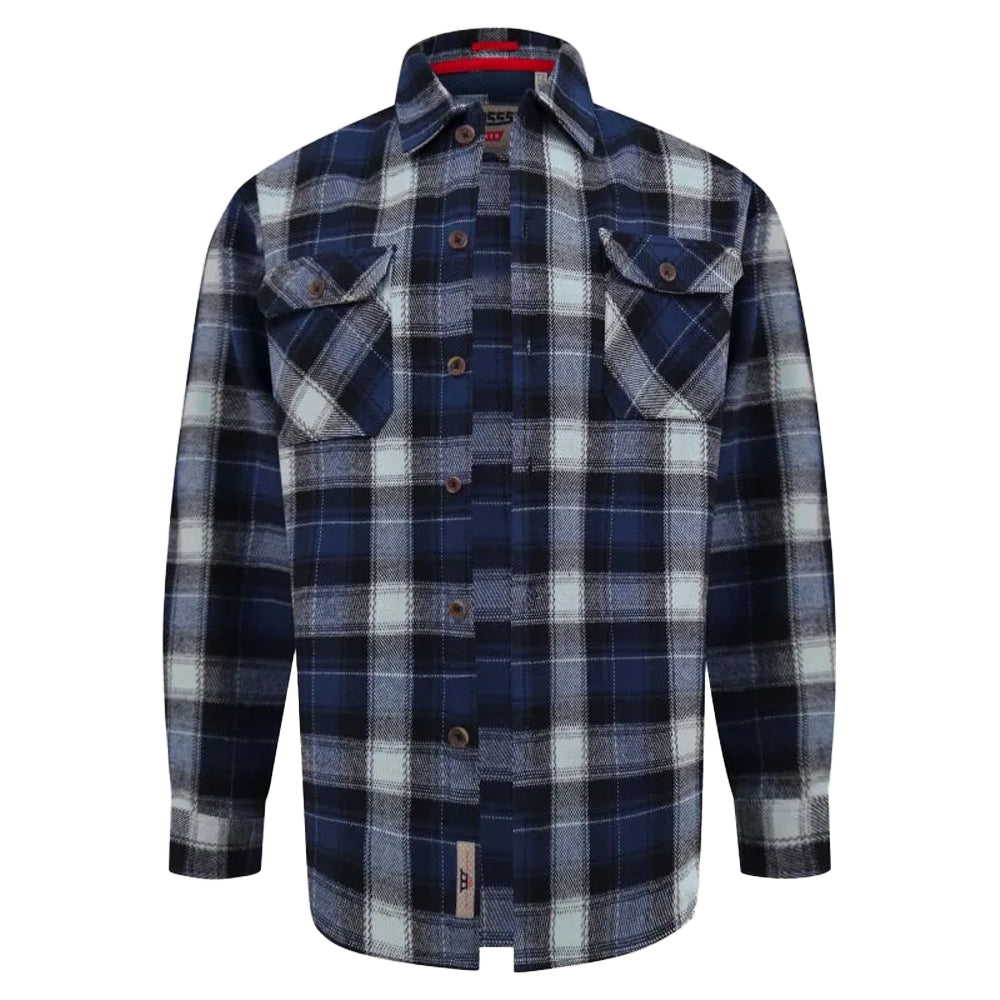 Navy - Front - Duke Mens Newman D555 Checked Kingsize Shacket
