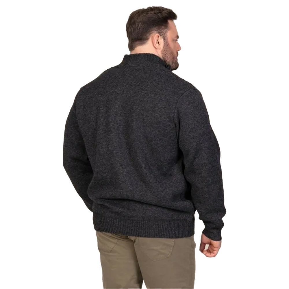 Charcoal Marl - Back - Duke Mens Eamon D555 Cable Knit Kingsize Jacket