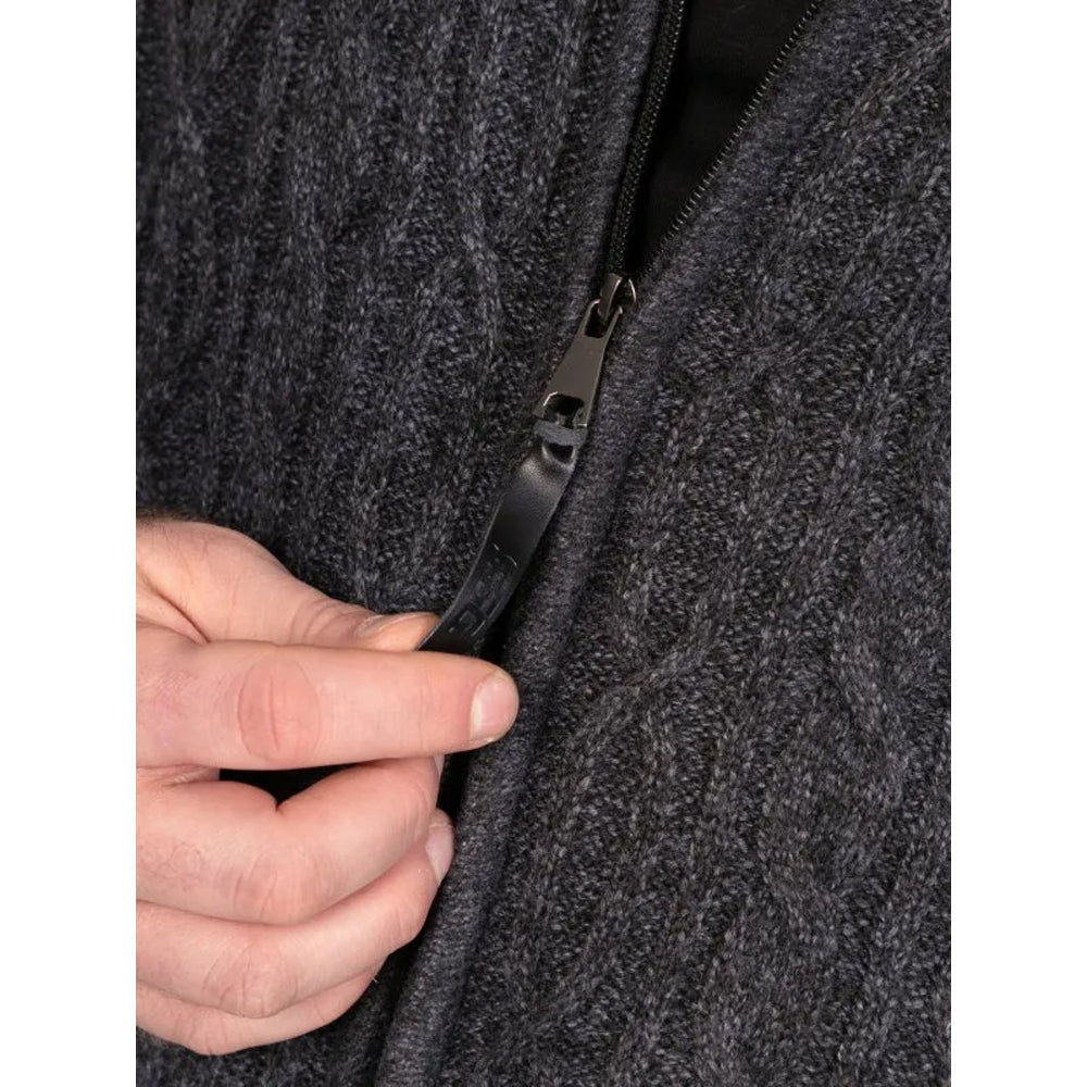 Charcoal Marl - Side - Duke Mens Eamon D555 Cable Knit Kingsize Jacket