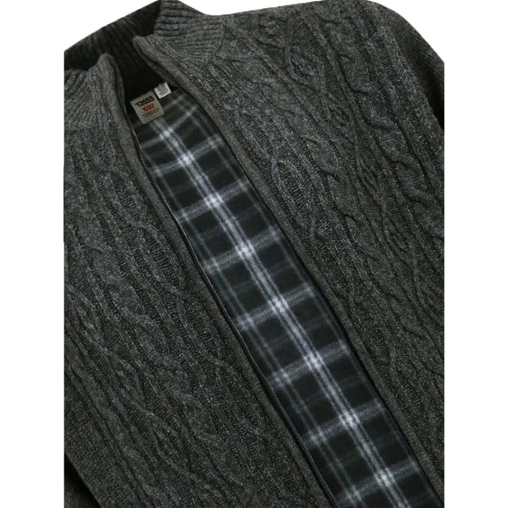 Charcoal Marl - Lifestyle - Duke Mens Eamon D555 Cable Knit Kingsize Jacket