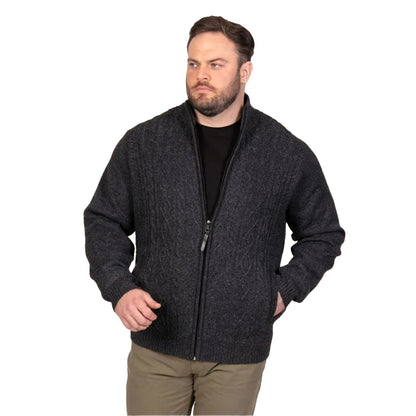 Charcoal Marl - Pack Shot - Duke Mens Eamon D555 Cable Knit Kingsize Jacket
