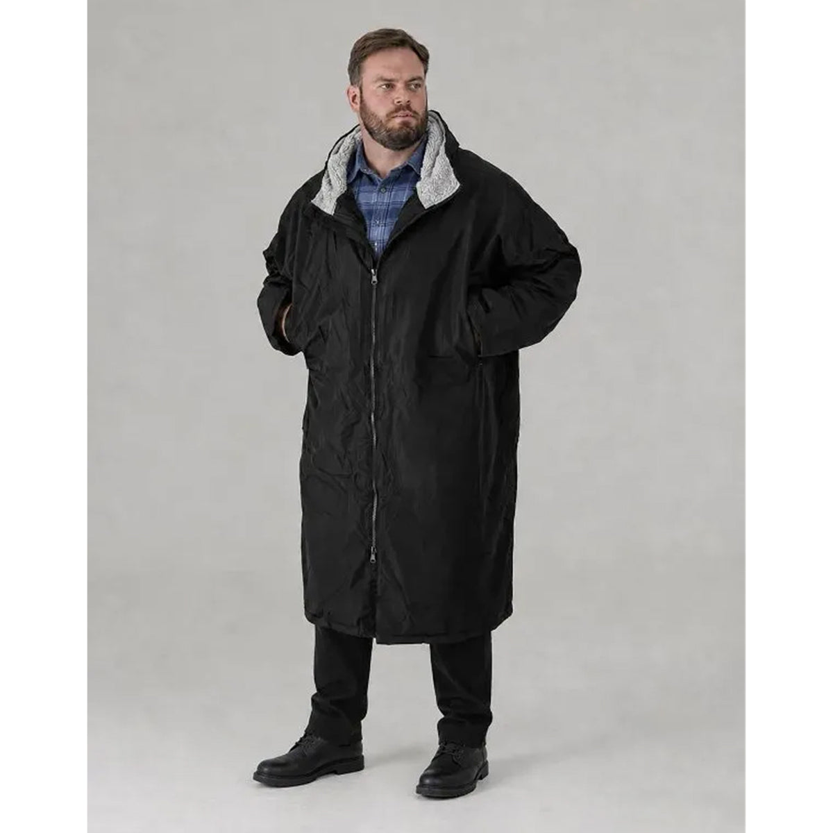 Black - Pack Shot - Duke Mens Webber D555 Sherpa Lined Changing Robe