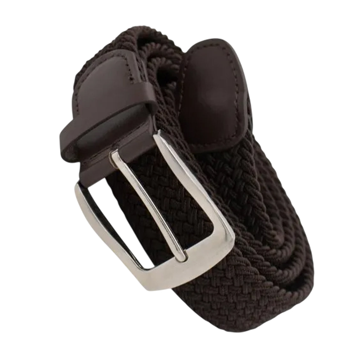 Brown - Back - Duke Unisex Adult Malcolm D555 Braided Stretch Belt