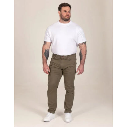 Khaki Brown - Pack Shot - Duke Mens Kelvin D555 Stretch Tapered Chinos