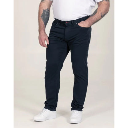Navy - Side - Duke Mens Kelvin D555 Stretch Tapered Chinos