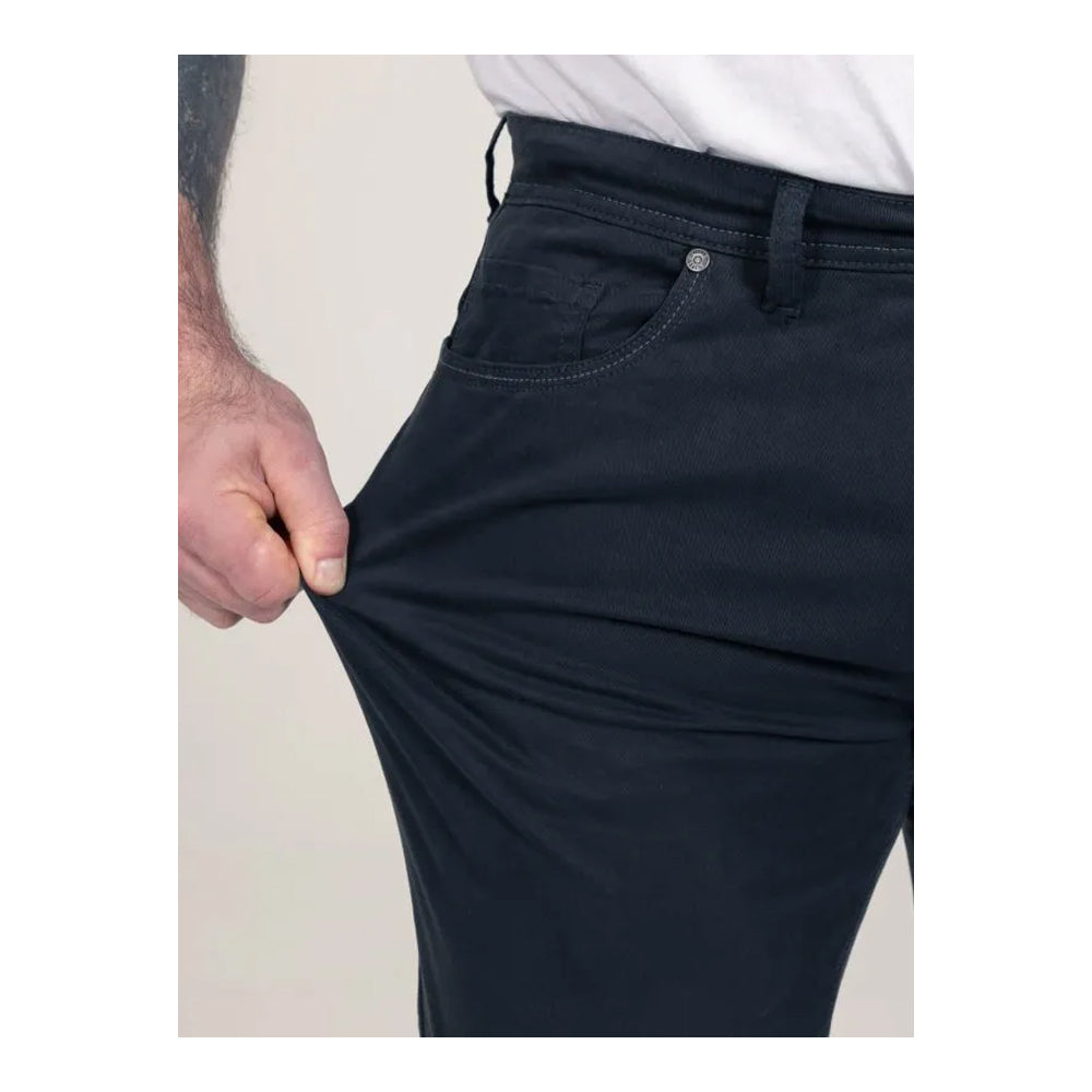 Navy - Close up - Duke Mens Kelvin D555 Stretch Tapered Chinos