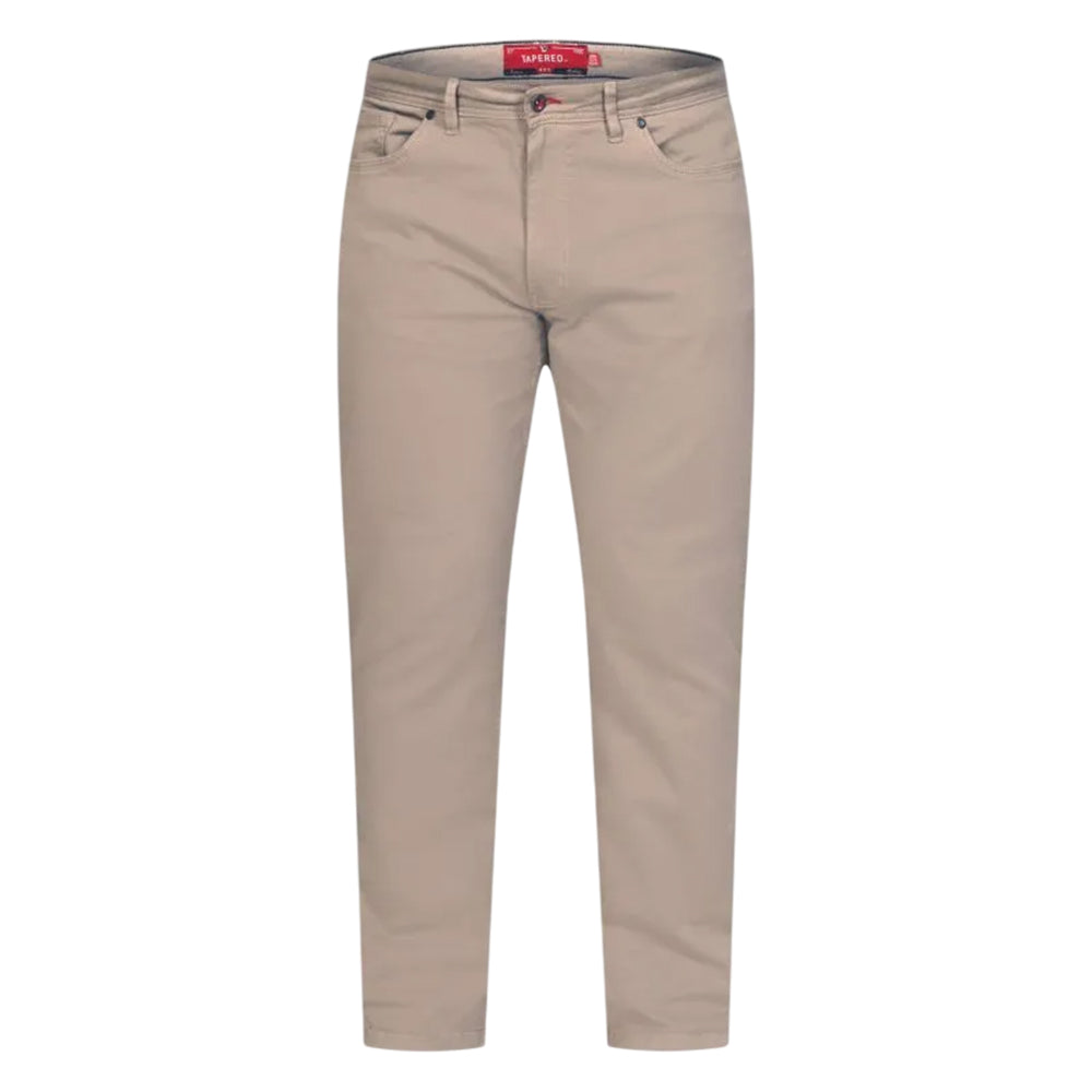 Stone - Front - Duke Mens Kelvin D555 Stretch Tapered Chinos