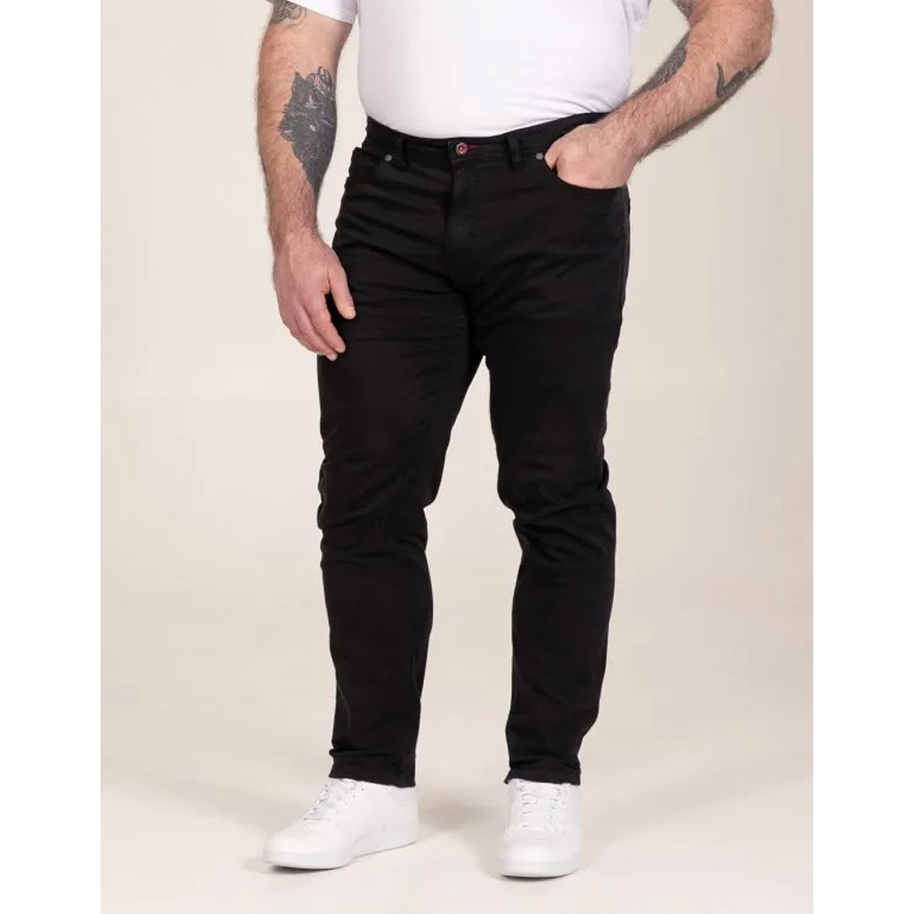 Black - Side - Duke Mens Kelvin D555 Stretch Tapered Chinos