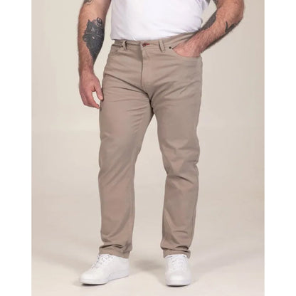 Stone - Side - Duke Mens Kelvin D555 Stretch Tapered Chinos