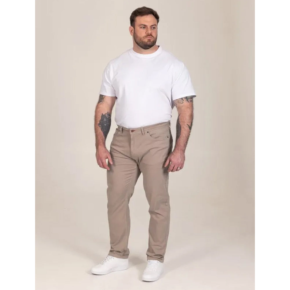 Stone - Pack Shot - Duke Mens Kelvin D555 Stretch Tapered Chinos