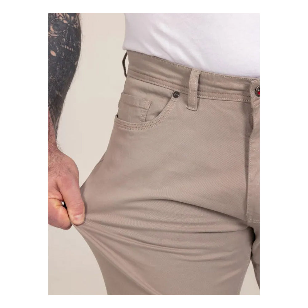 Stone - Close up - Duke Mens Kelvin D555 Stretch Tapered Chinos