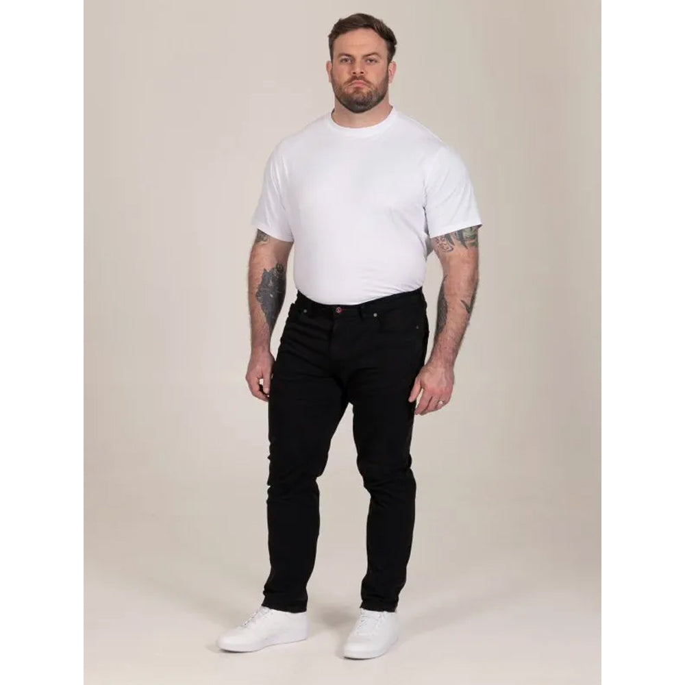 Black - Pack Shot - Duke Mens Kelvin D555 Stretch Tapered Chinos