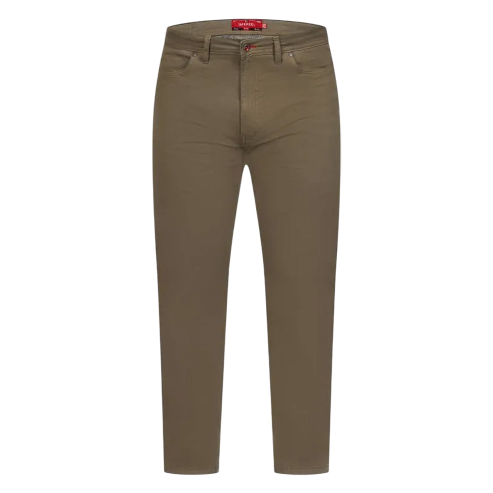 Khaki Brown - Front - Duke Mens Kelvin D555 Stretch Tapered Chinos