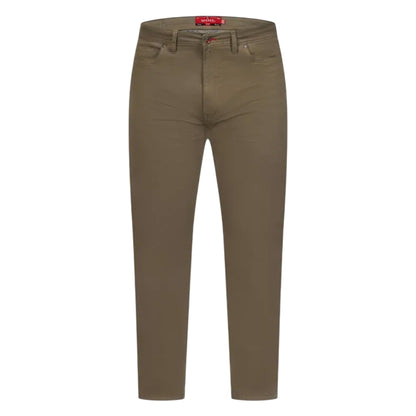 Khaki Brown - Front - Duke Mens Kelvin D555 Stretch Tapered Chinos
