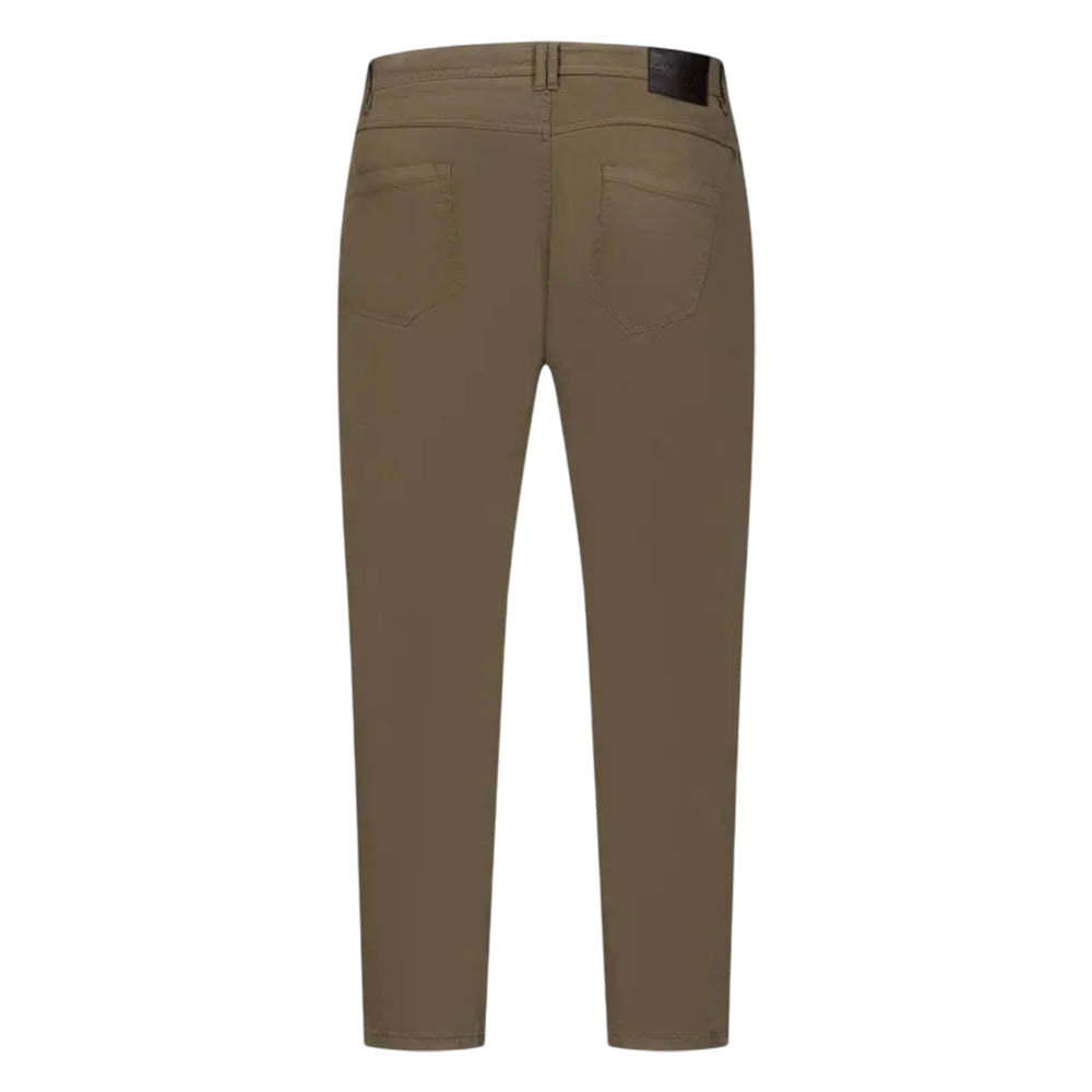 Khaki Brown - Back - Duke Mens Kelvin D555 Stretch Tapered Chinos