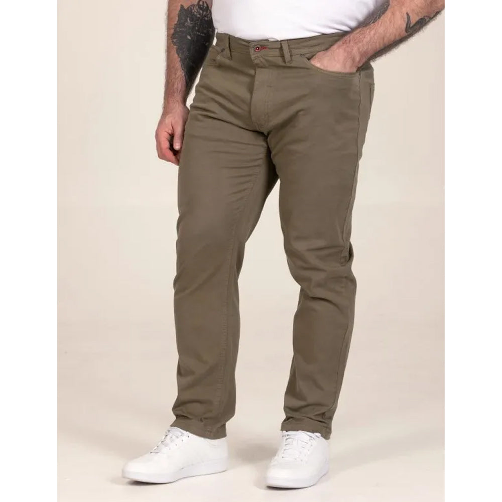 Khaki Brown - Side - Duke Mens Kelvin D555 Stretch Tapered Chinos