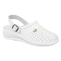 White - Front - Dek Womens-Ladies Swivel Bar Clogs