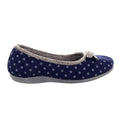 Navy - Back - Sleepers Womens-Ladies Louise Polka Dot Bow Slippers