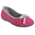 Pink - Front - Sleepers Womens-Ladies Louise Polka Dot Bow Slippers