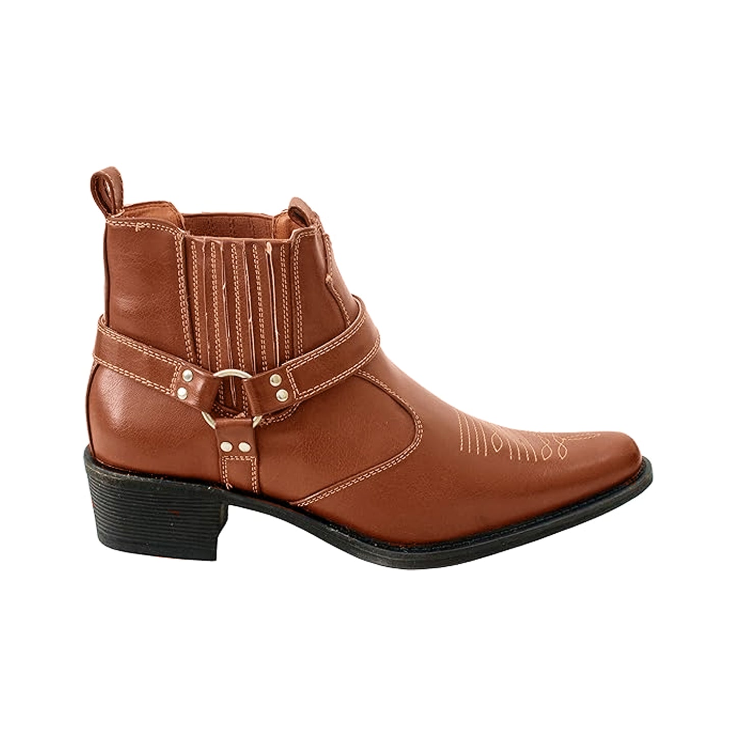 Tan - Back - US Brass Mens Eastwood Cowboy Ankle Boots