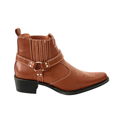 Tan - Back - US Brass Mens Eastwood Cowboy Ankle Boots