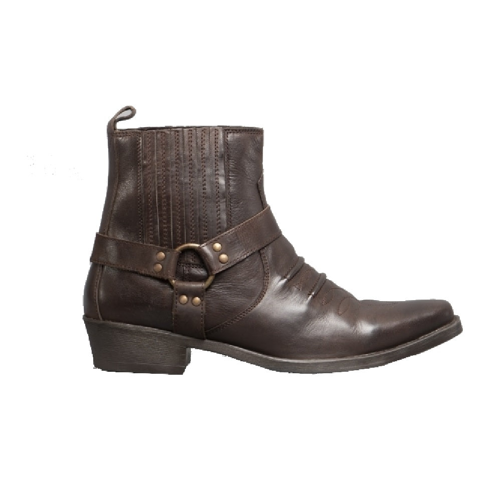 Dark Brown - Front - US Brass Mens Eastwood Cowboy Ankle Boots