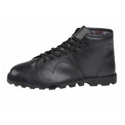 Black - Back - Grafters Mens Original Coated Leather Retro Monkey Boots