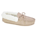 Stone - Front - Mokkers Womens-Ladies Suede Emily Moccasin Slippers