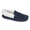 Navy - Front - Mokkers Womens-Ladies Suede Emily Moccasin Slippers