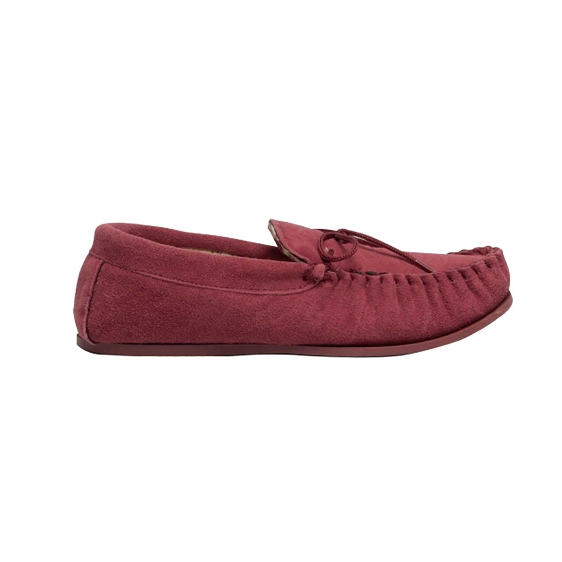 Crimson Red - Side - Mokkers Womens-Ladies Lily Slip On Slippers