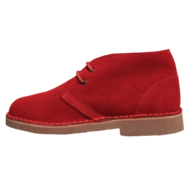 Red - Side - Roamers Mens Real Suede Unlined Desert Boots