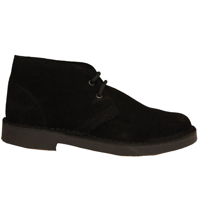 Black - Side - Roamers Mens Real Suede Unlined Desert Boots