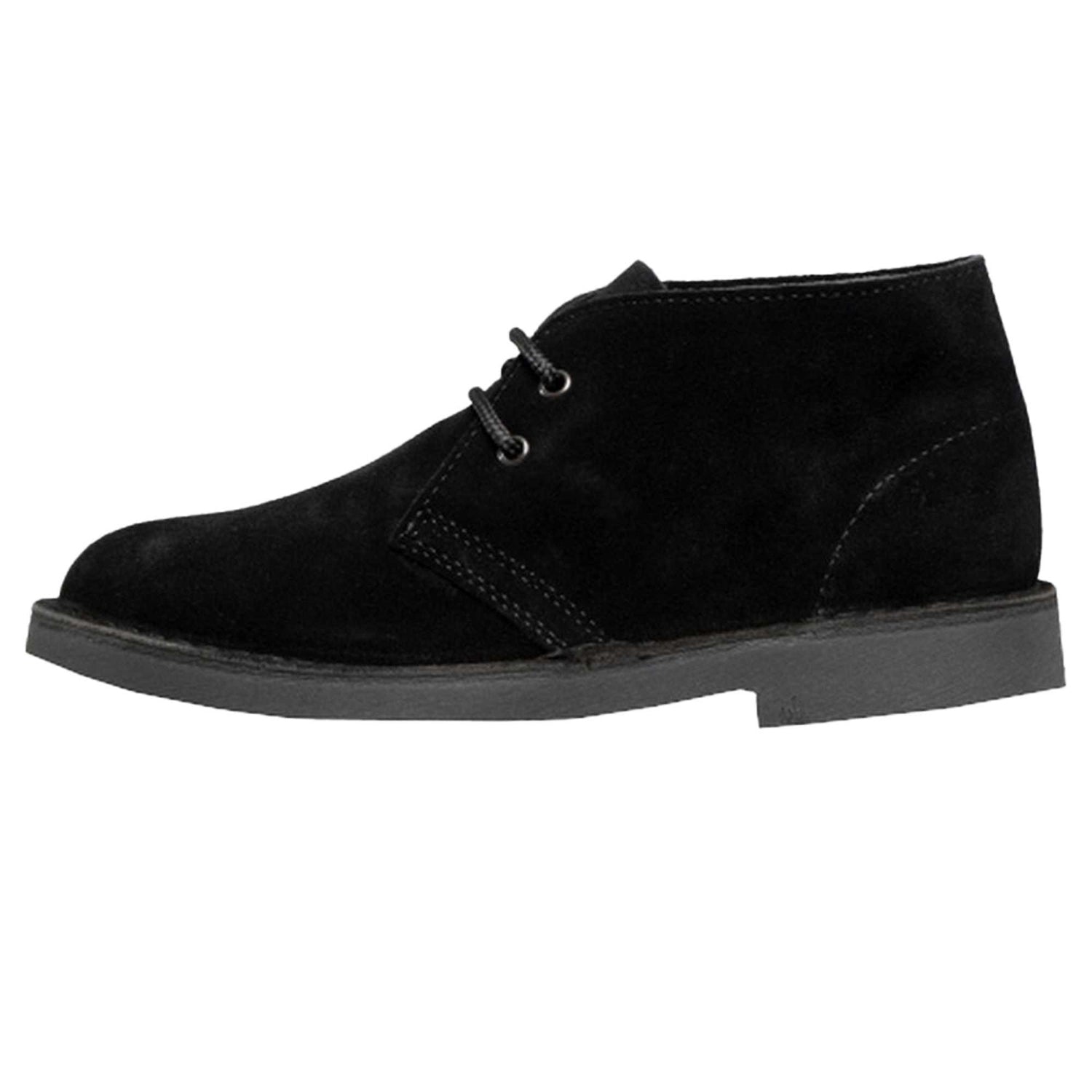 Black - Back - Roamers Adults Unisex Real Suede Unlined Desert Boots