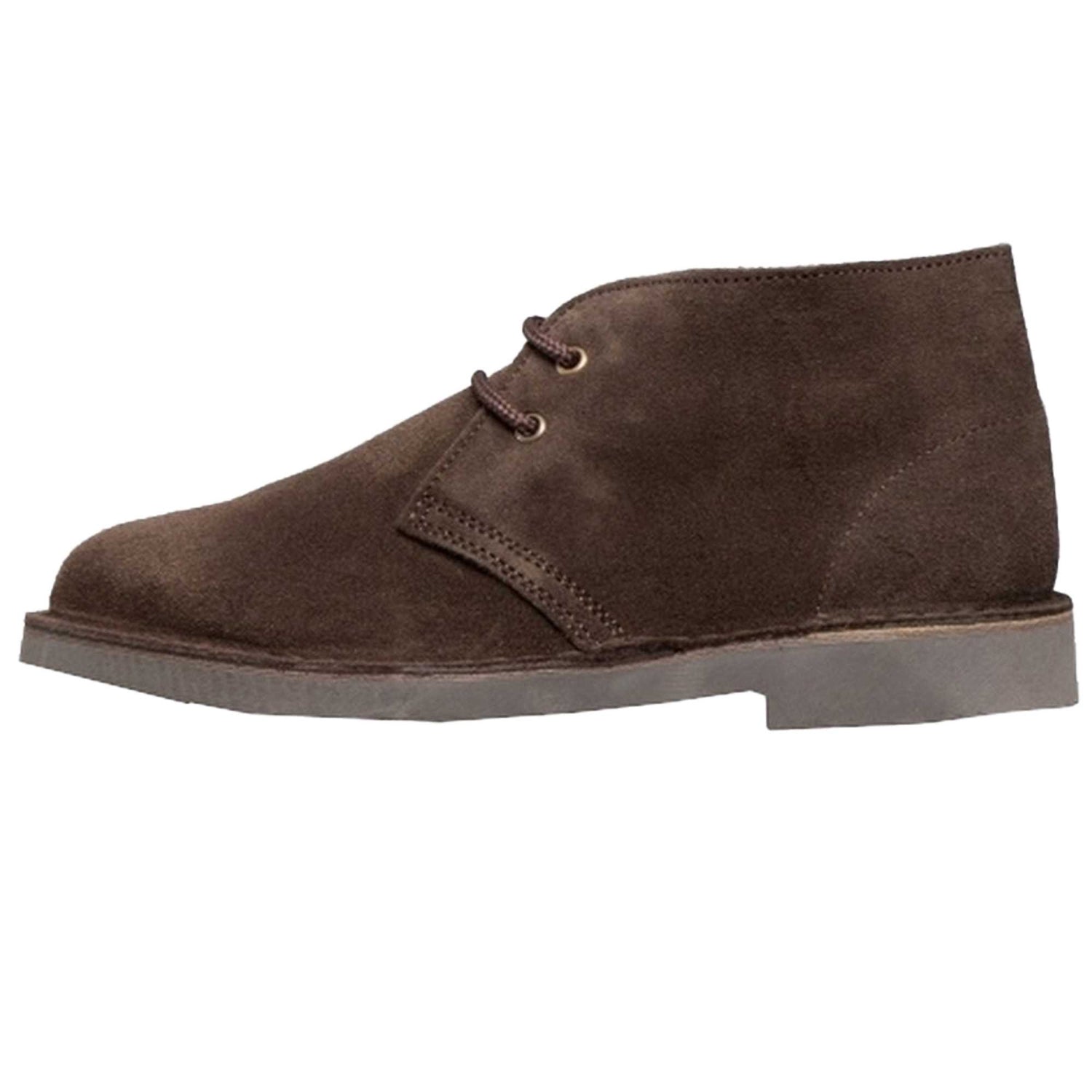 Dark Brown - Back - Roamers Adults Unisex Real Suede Unlined Desert Boots