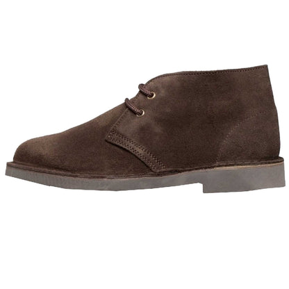 Dark Brown - Back - Roamers Adults Unisex Real Suede Unlined Desert Boots