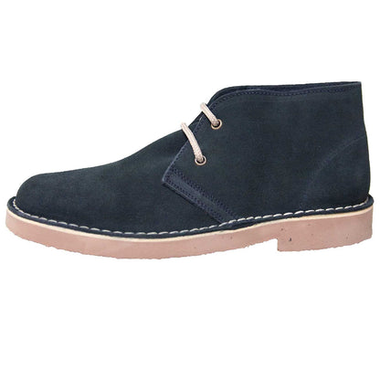 Navy - Back - Roamers Adults Unisex Real Suede Unlined Desert Boots