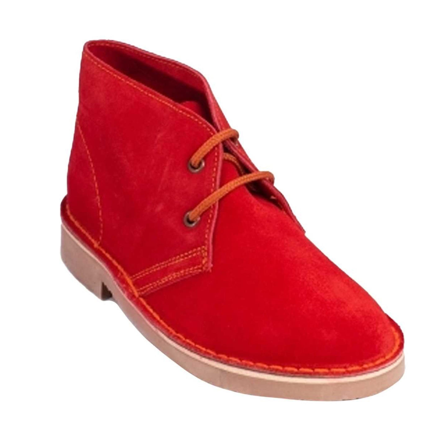 Red - Front - Roamers Adults Unisex Real Suede Unlined Desert Boots